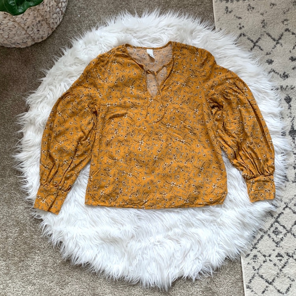 Mustard Balloon Sleeved Top